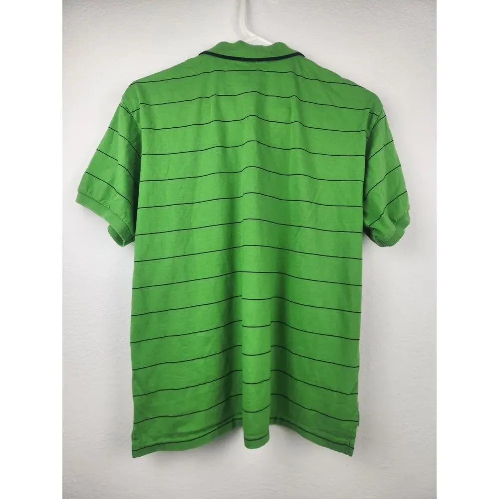 Ralph Lauren Polo Sport Polo Green Shirt Striped Size Large Men Short Sleeve